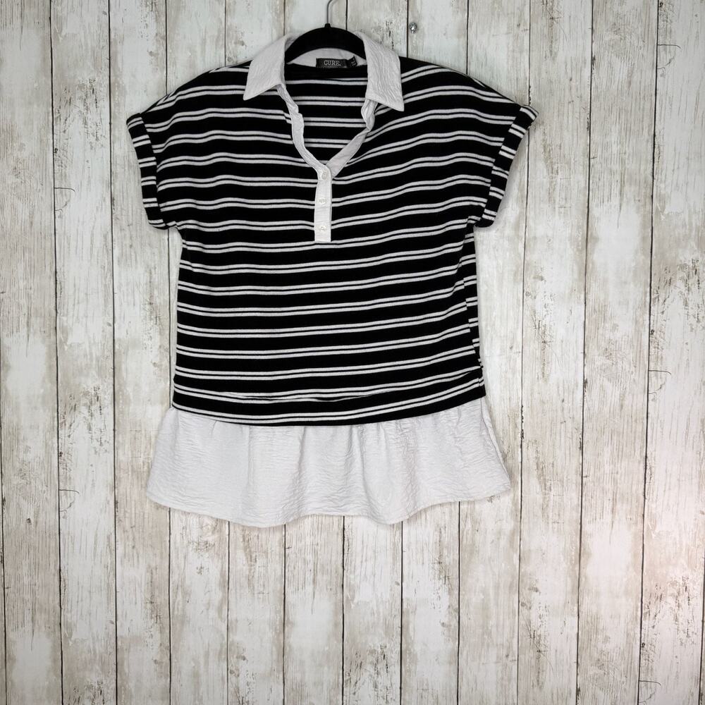 CURE Striped Top with Attached White Skirt Size M